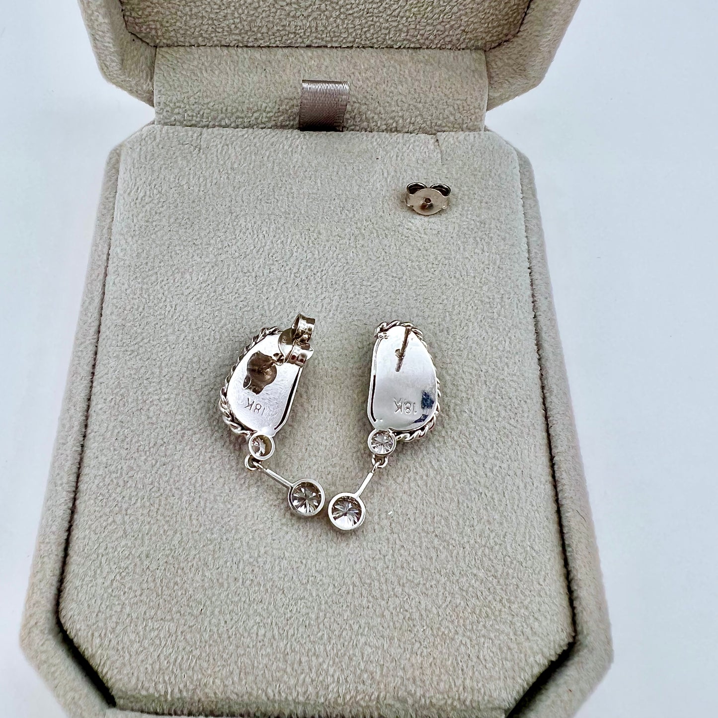 Ocean Opals - 18K White Gold & Diamond Earrings