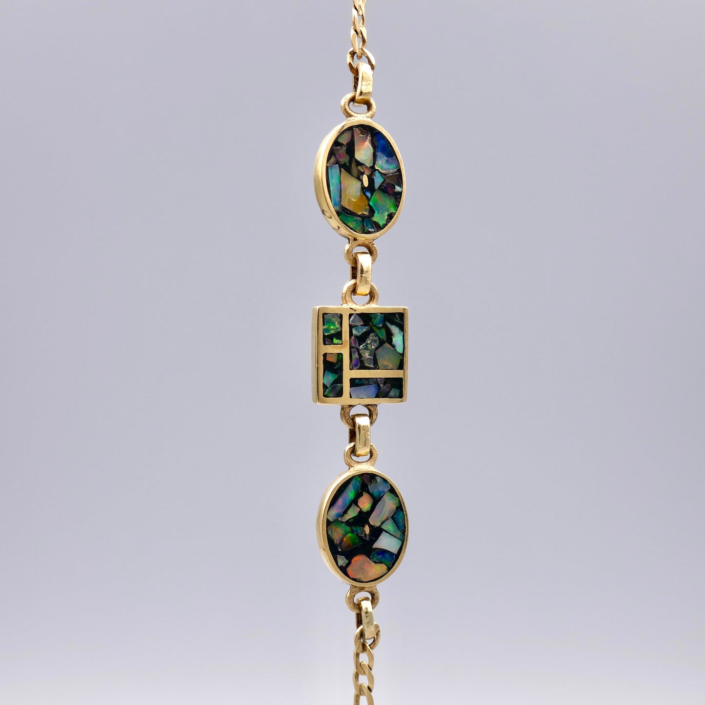14K Yellow Gold Mosiac Opal Bracelet