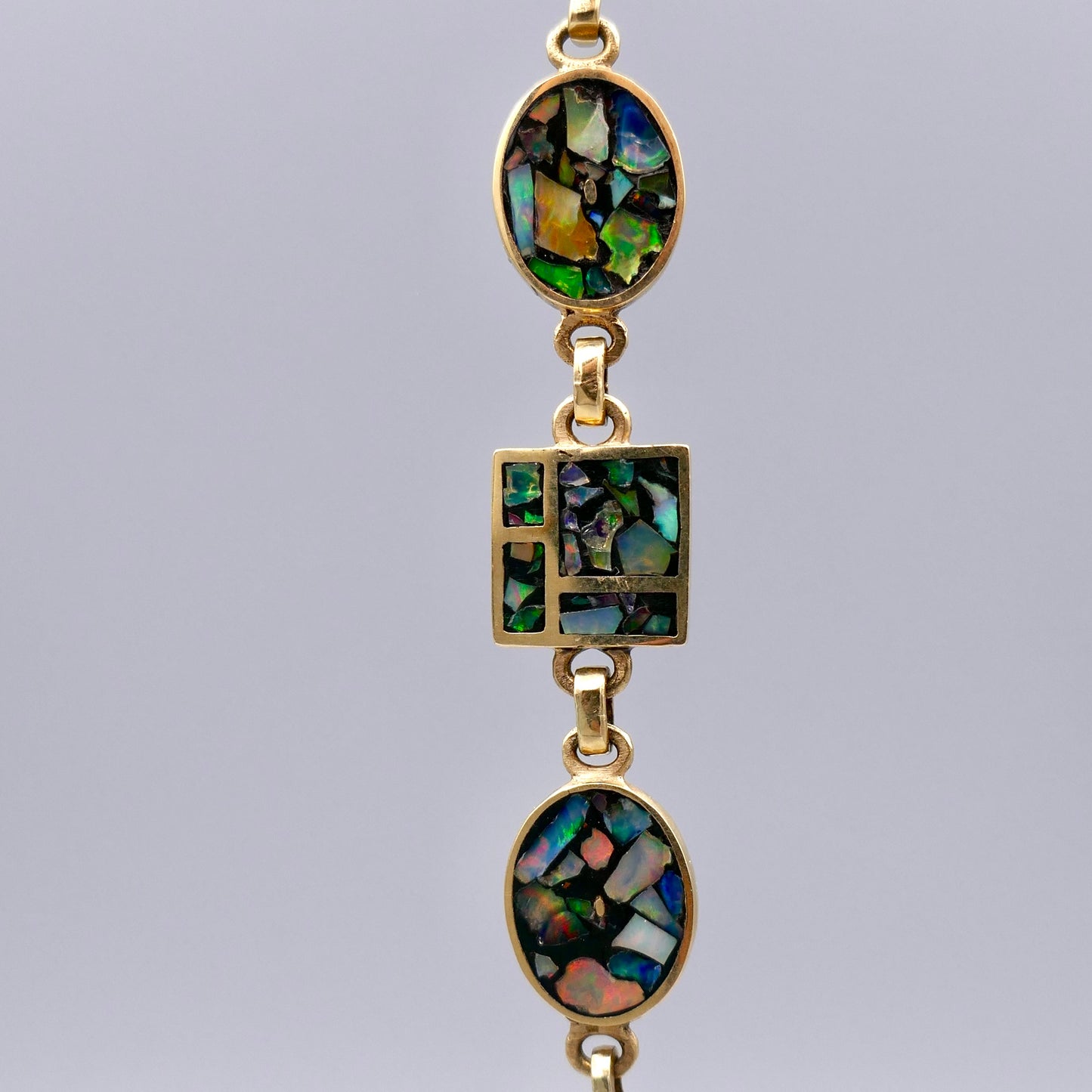 14K Yellow Gold Mosiac Opal Bracelet