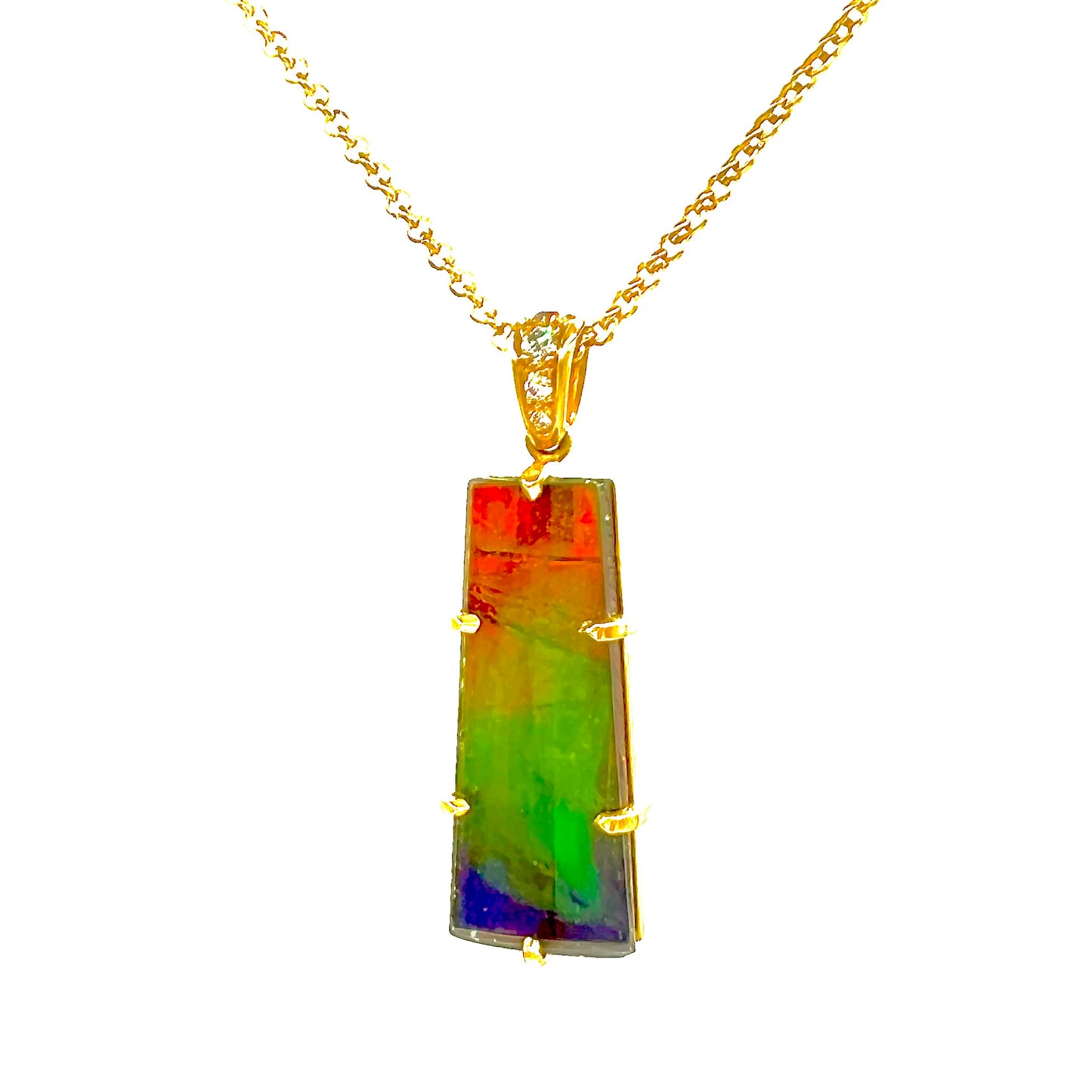 Ammolite Pendant 18K Yellow Gold w/ Diamonds