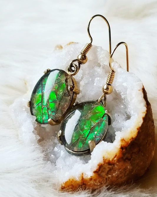 Ammolite Emerald Earrings