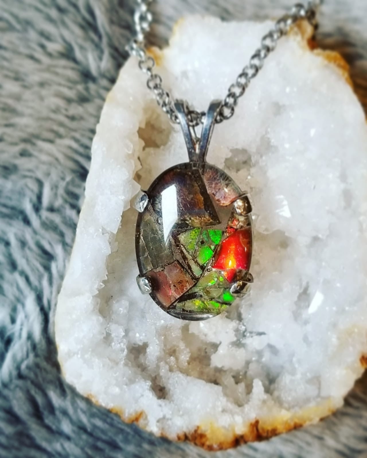 SOLD - Ammolite Pendant ~ Mosaic