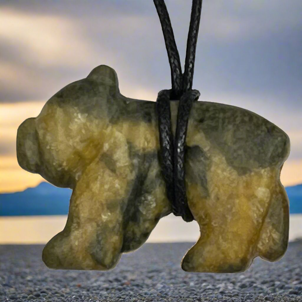 Bear Pendant carved at Fathom Stone Art Class in the Westin Resort Whistler, BC