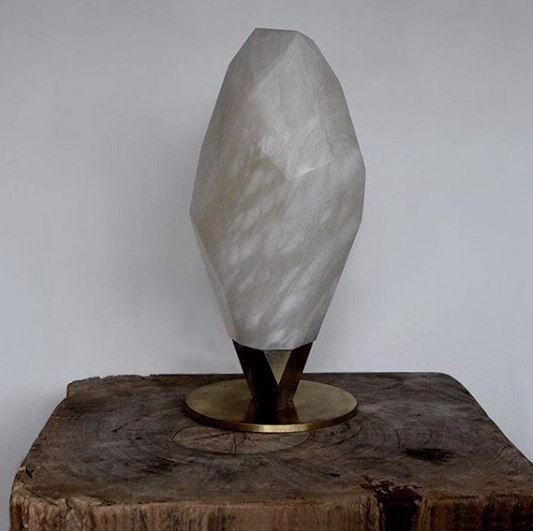 Stalagmites and Stalactites are the inspiration for this upright crystal lamp.