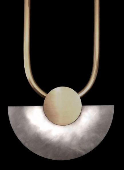Stone lighting designer alabaster fan pendant. These Architectural stone pendants are chic and unique.
