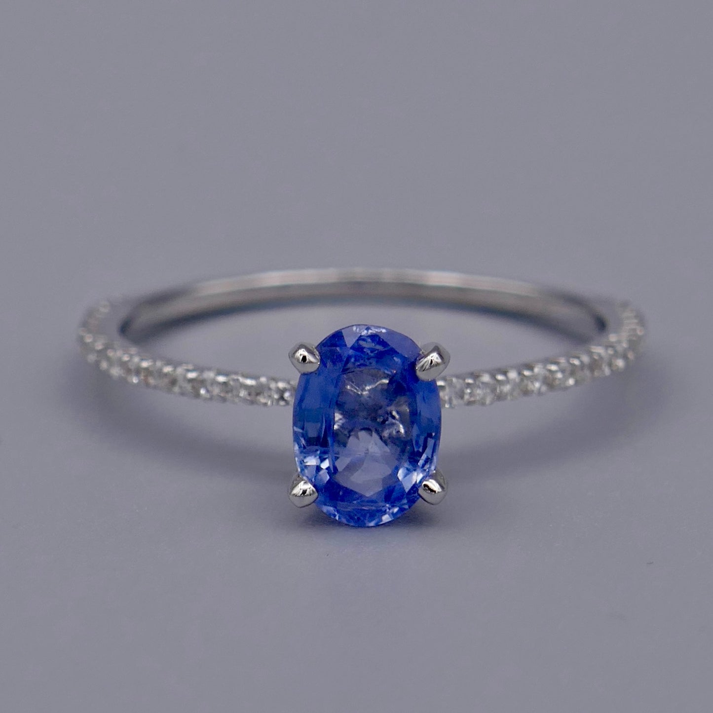 18K White Gold w/ Sapphire & Diamonds