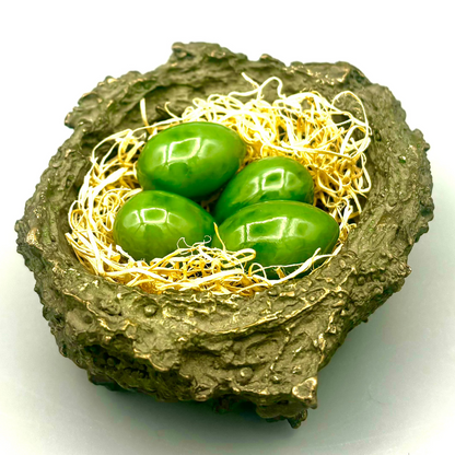 Siberian Jadeite Eggs w/ Bronze Nest