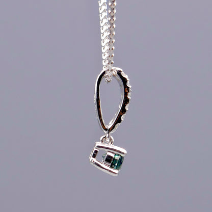18K White Gold Necklace w/ Montana Sapphire & Diamonds