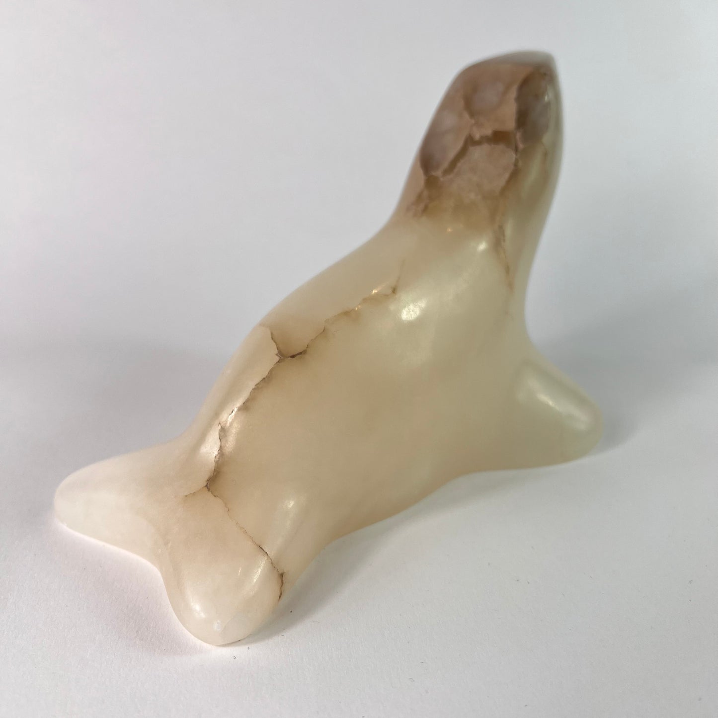 Playful Seal - Alabaster Seal Sculpture