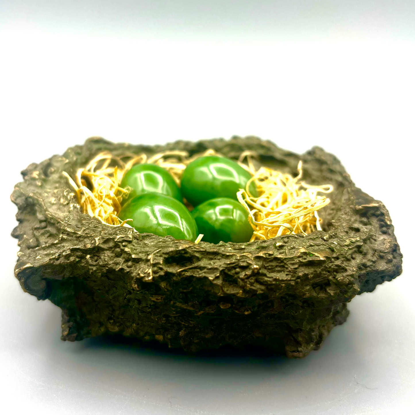 Siberian Jadeite Eggs w/ Bronze Nest