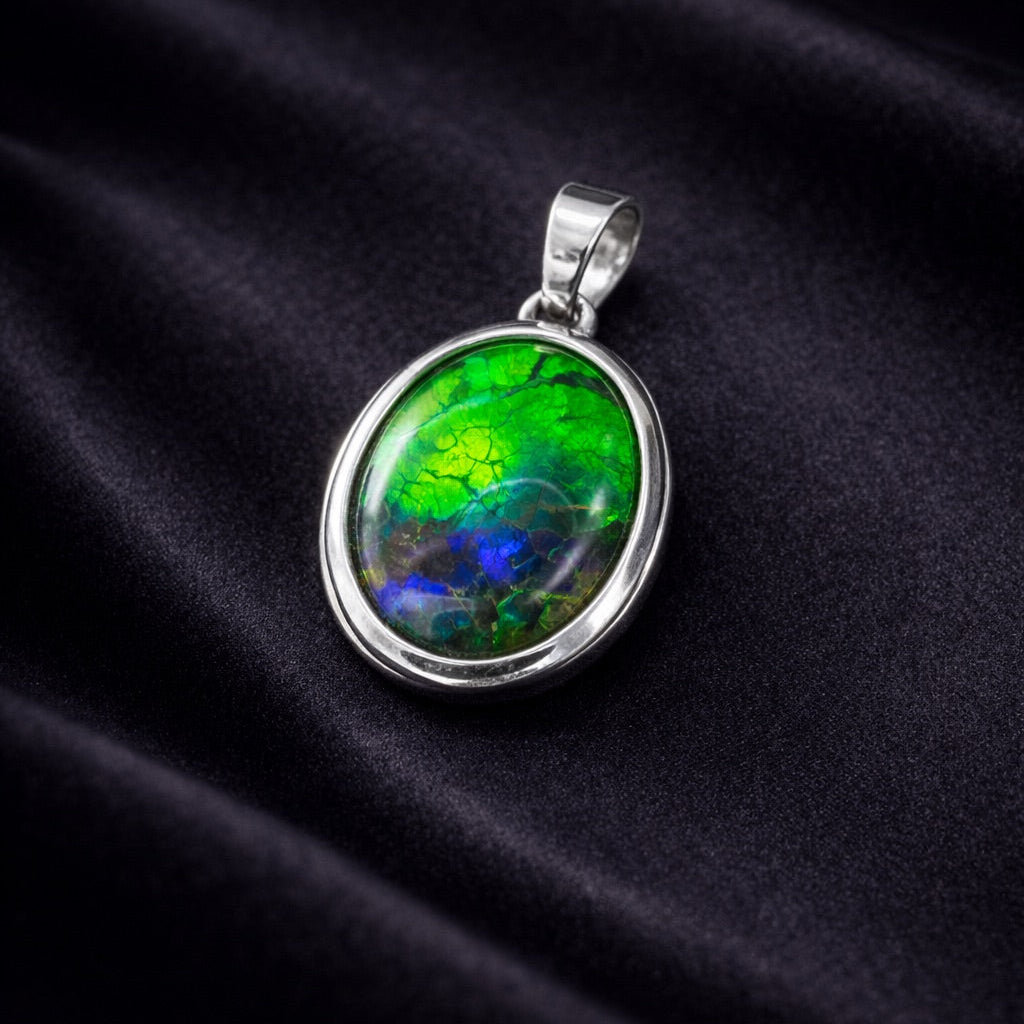 Rainbow Ammolite Pendant in Sterling Silver