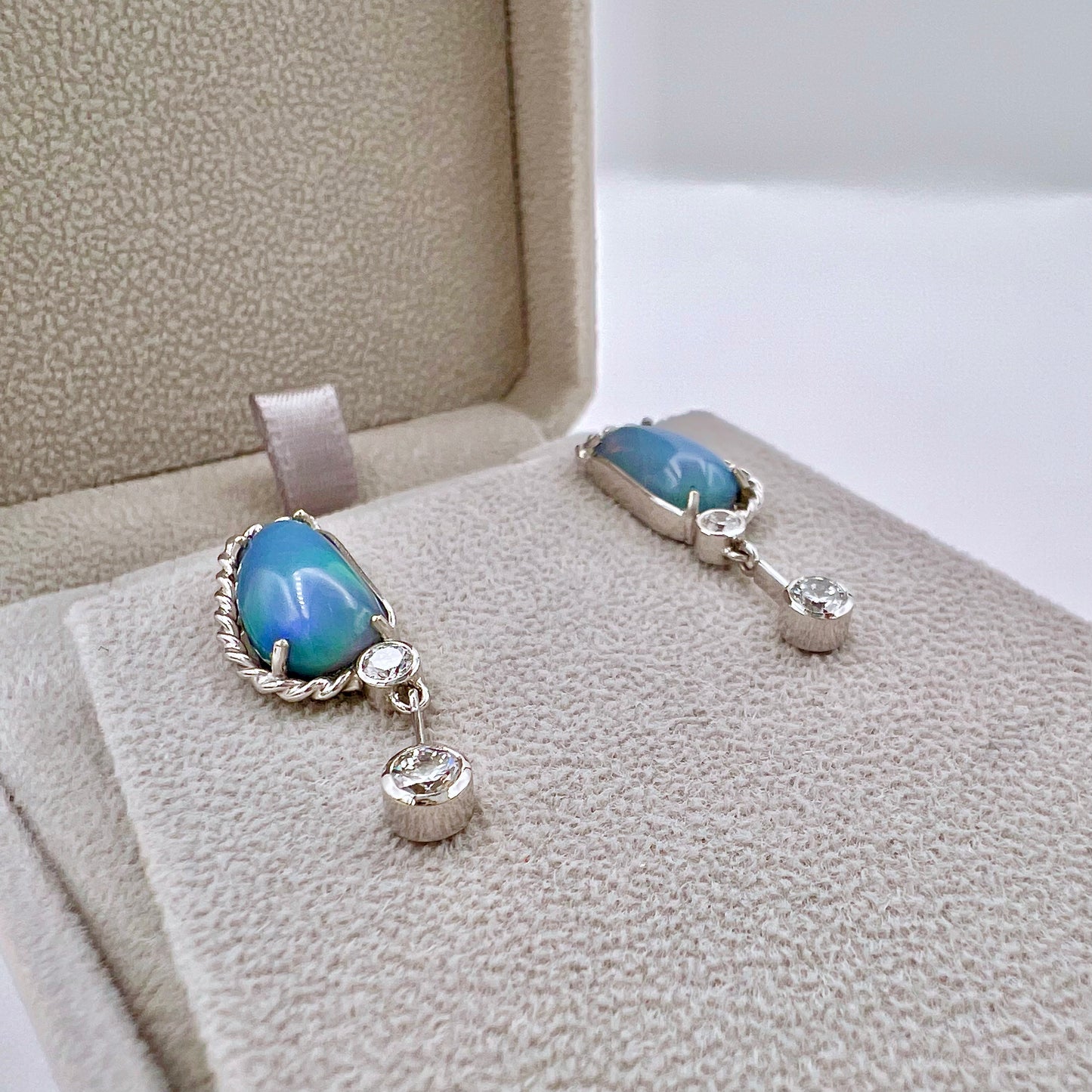 Ocean Opals - 18K White Gold & Diamond Earrings