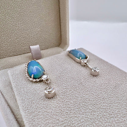 Ocean Opals - 18K White Gold & Diamond Earrings
