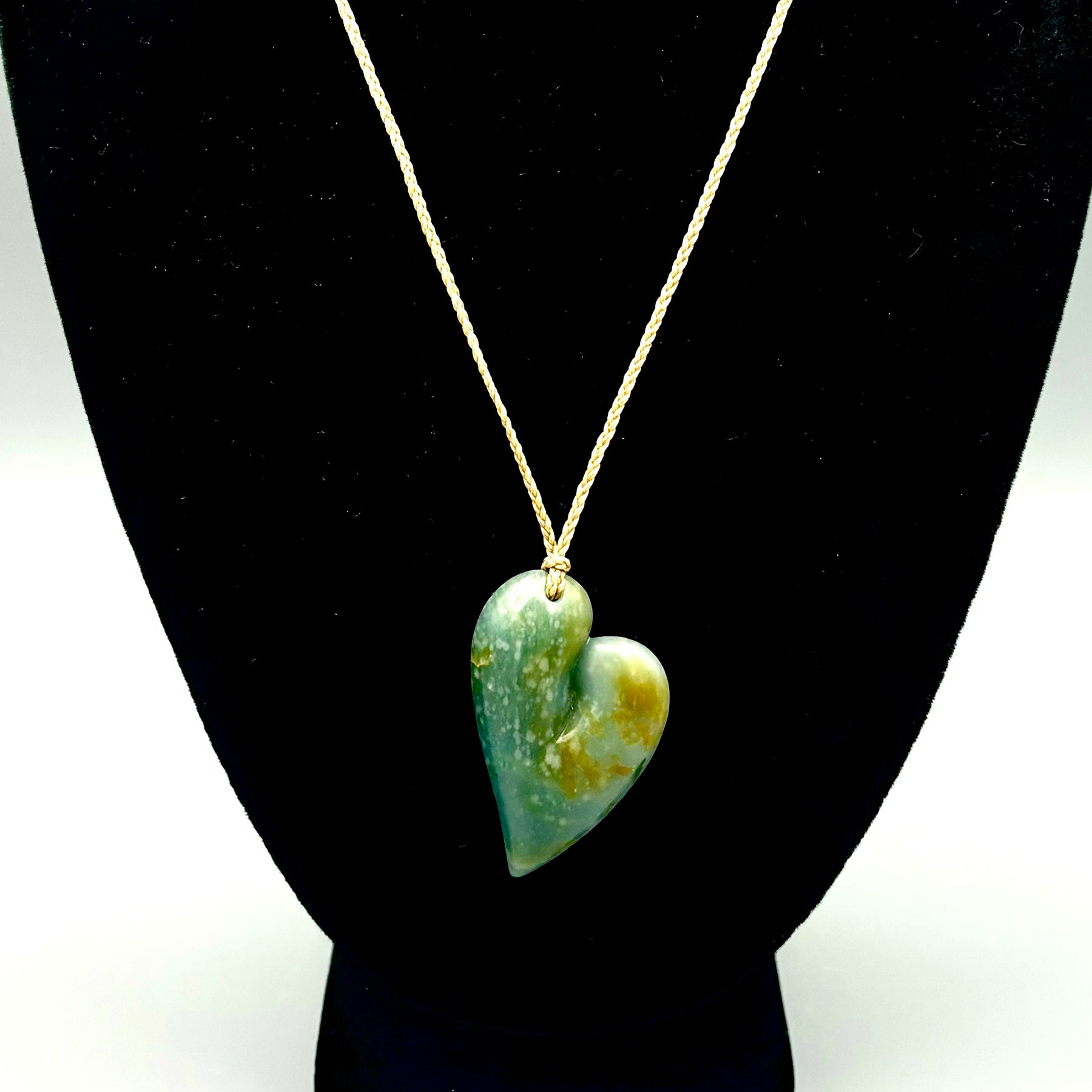 Guatemalan Blue Jadeite Heart Necklace