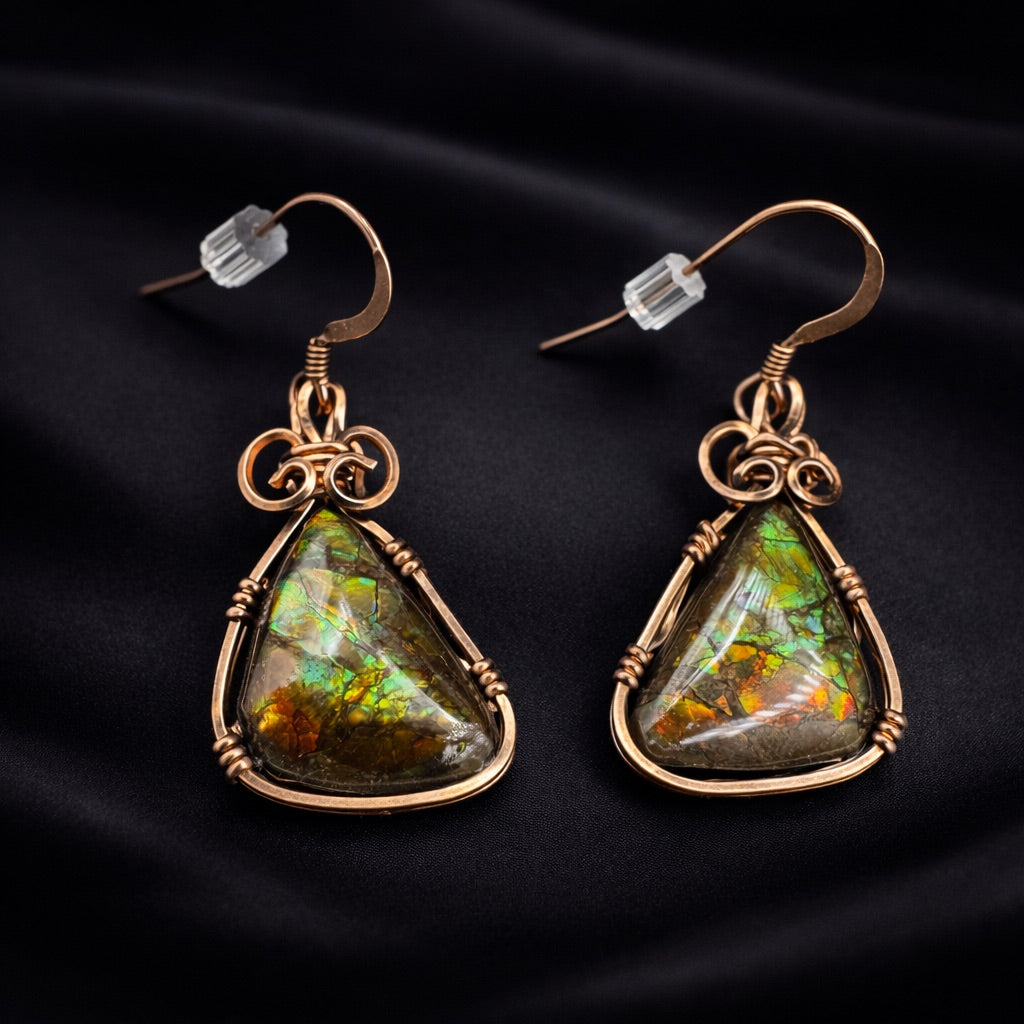 Ammolite Earth Earrings