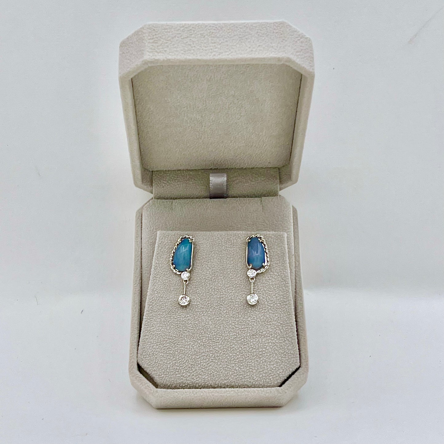 Ocean Opals - 18K White Gold & Diamond Earrings