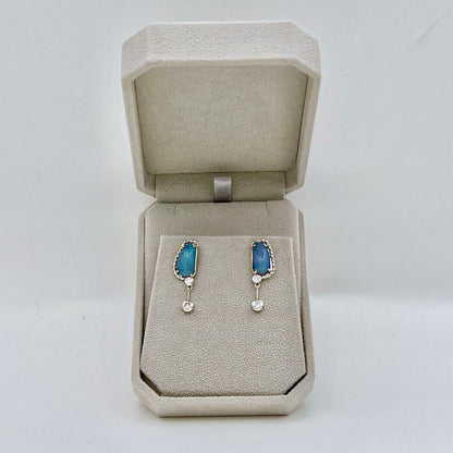 Ocean Opals - 18K White Gold & Diamond Earrings