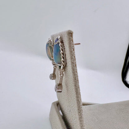 Ocean Opals - 18K White Gold & Diamond Earrings