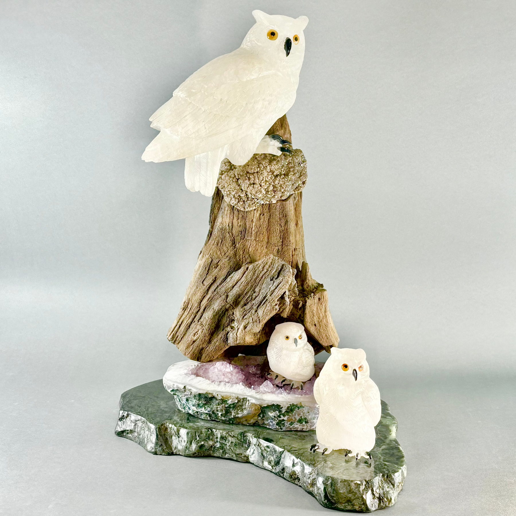 Great Horned Owls – stone sculpture