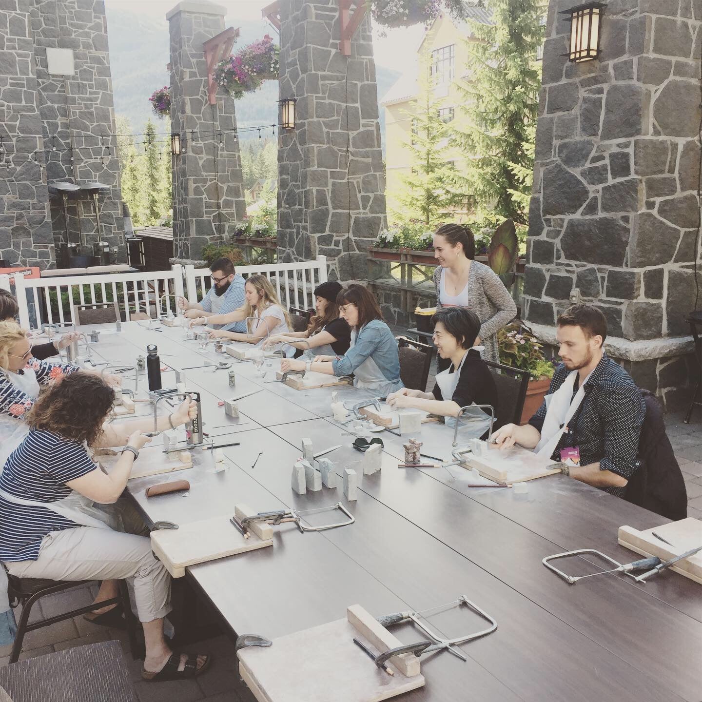 Whistler Group Activity Whistler Art Class Conference Activities Whistler Business Group Activity Whistler Conference Unleash your creativity in our captivating stone carving workshop! Craft your unique Mini Sculpture with authentic BC Soapstone, carve with precision, and add a polished finish. Let your imagination soar as you create your masterpiece in this hands-on experience. Join us for an unforgettable artistic journey and learn the art of stone carving by Fathom Stone Art, Westin Whistler Conference