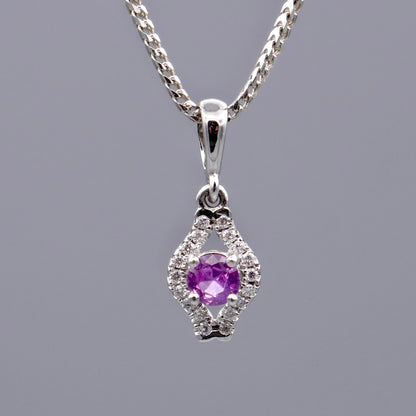 14K White Gold Sapphire Necklace w/ Diamonds