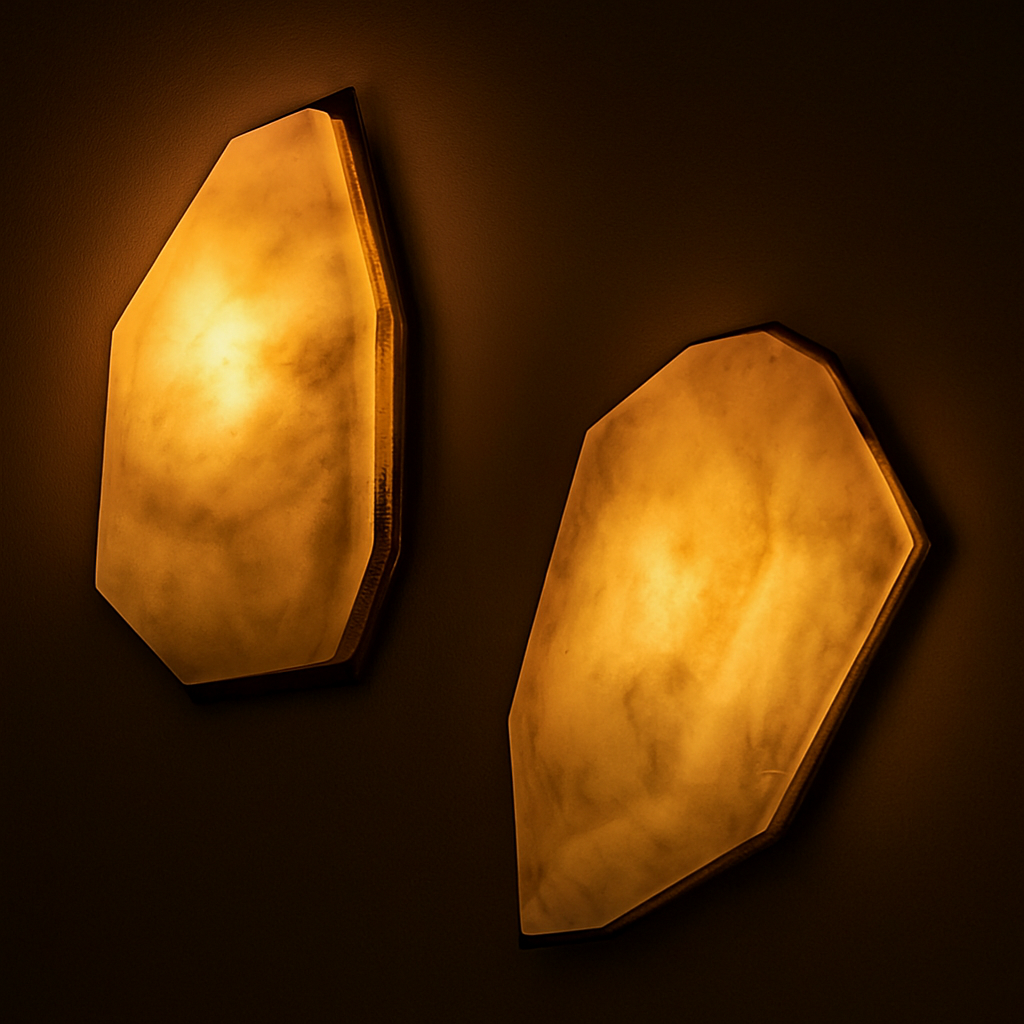 Introducing our new Alabaster Sconce Light - a unique, bespoke luxury addition to any home. Each piece is hand carved from high-quality alabaster and brass, creating a one-of-a-kind statement piece. With its elegant design, this sconce light adds style and sophistication to any room. Plus, at just 4 lbs, it's lightweight and easy to install. Made in Vancouver, BC, this sconce light blends luxury and craftsmanship for a truly stunning addition to your home.