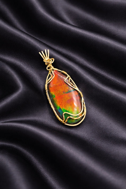 Heart of Fire Ammolite Pendant