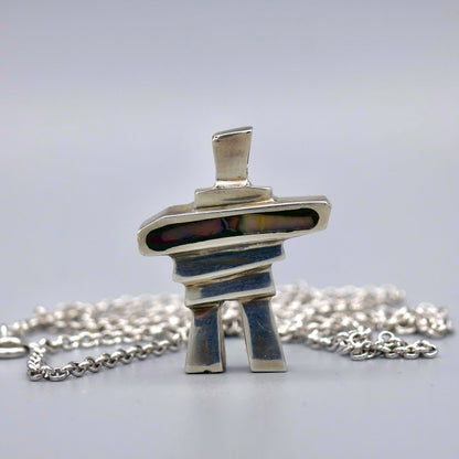 Sterling Silver Inukshuk Pendant w/ BC Opals