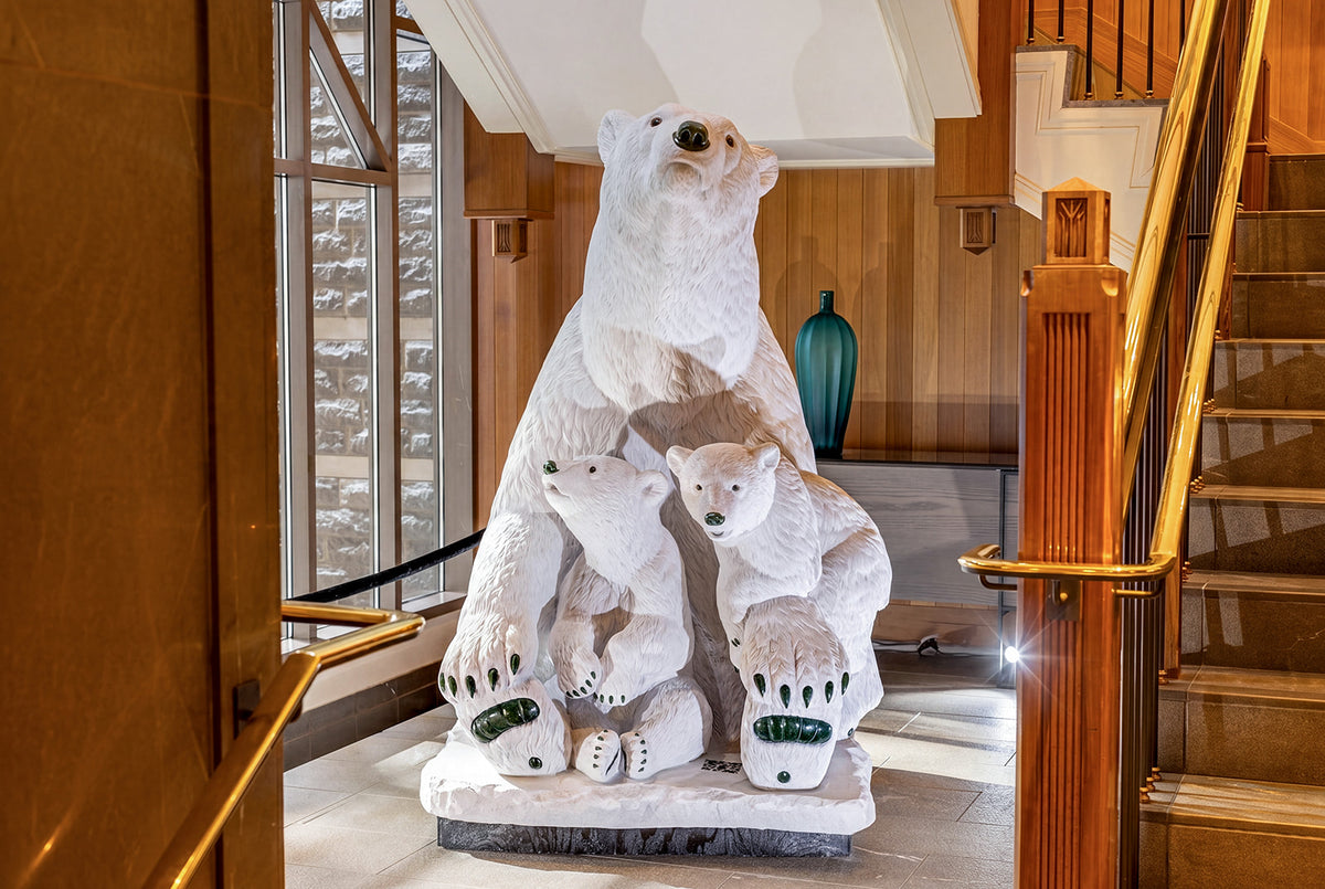 Borealis: A Northern Legacy - 5.5' Life Size Polar Bear #7 – stone sculpture