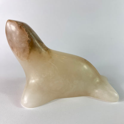 Playful Seal - Alabaster Seal Sculpture