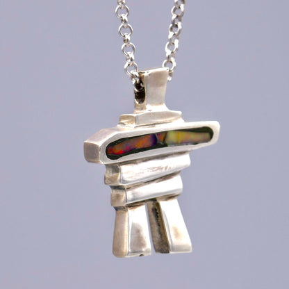 Sterling Silver Inukshuk Pendant w/ BC Opals