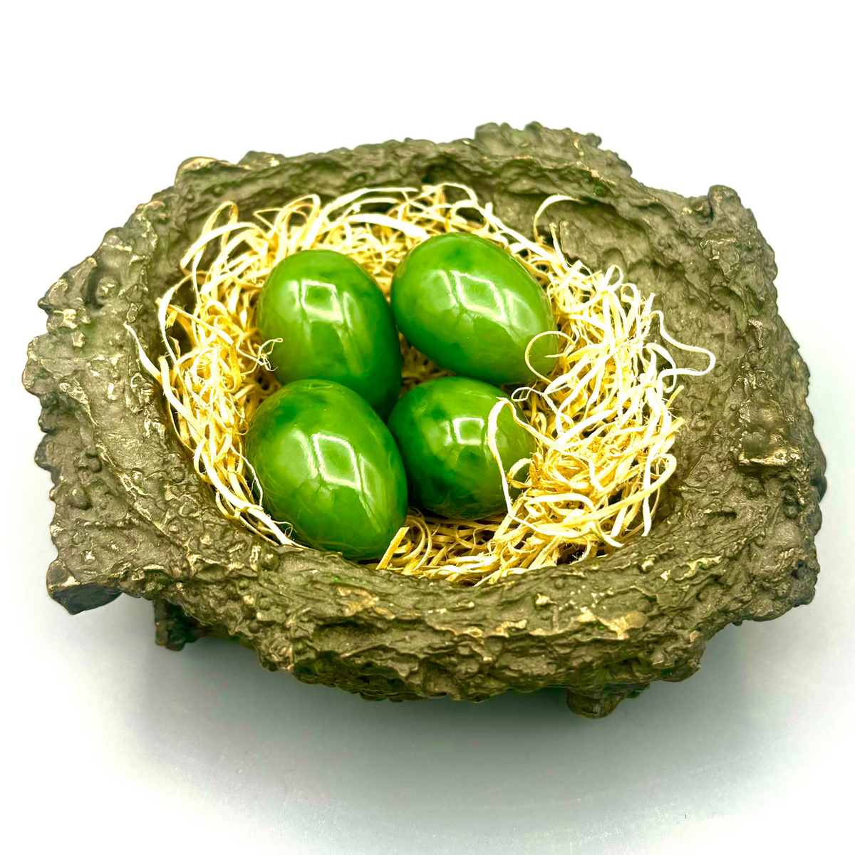 Siberian Jadeite Eggs w/ Bronze Nest – bronze sculpture