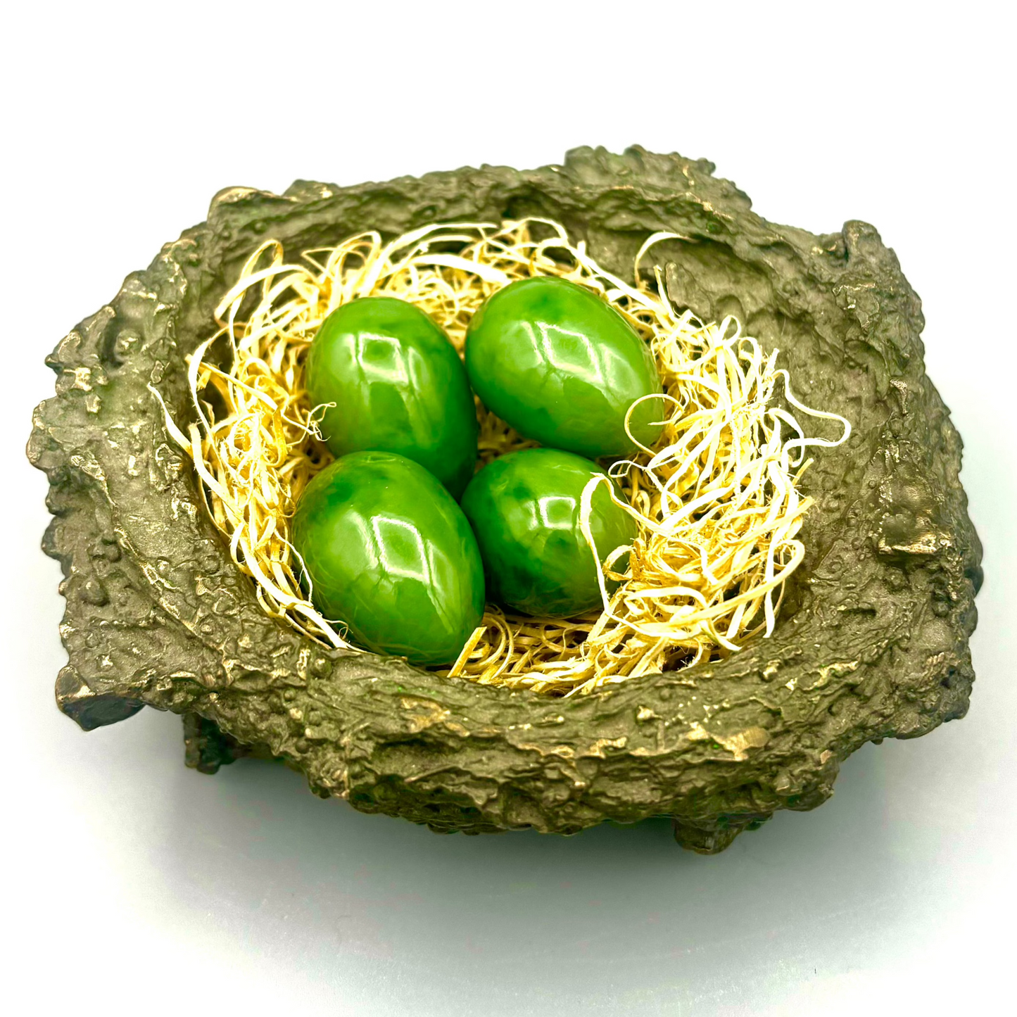 Siberian Jadeite Eggs w/ Bronze Nest