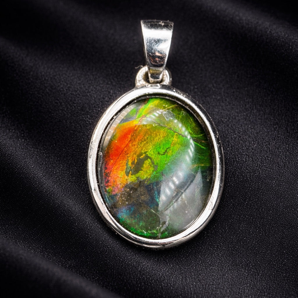 Rainbow Ammolite Pendant in Sterling Silver