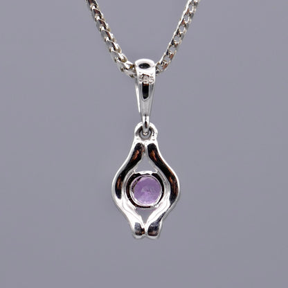 14K White Gold Sapphire Necklace w/ Diamonds