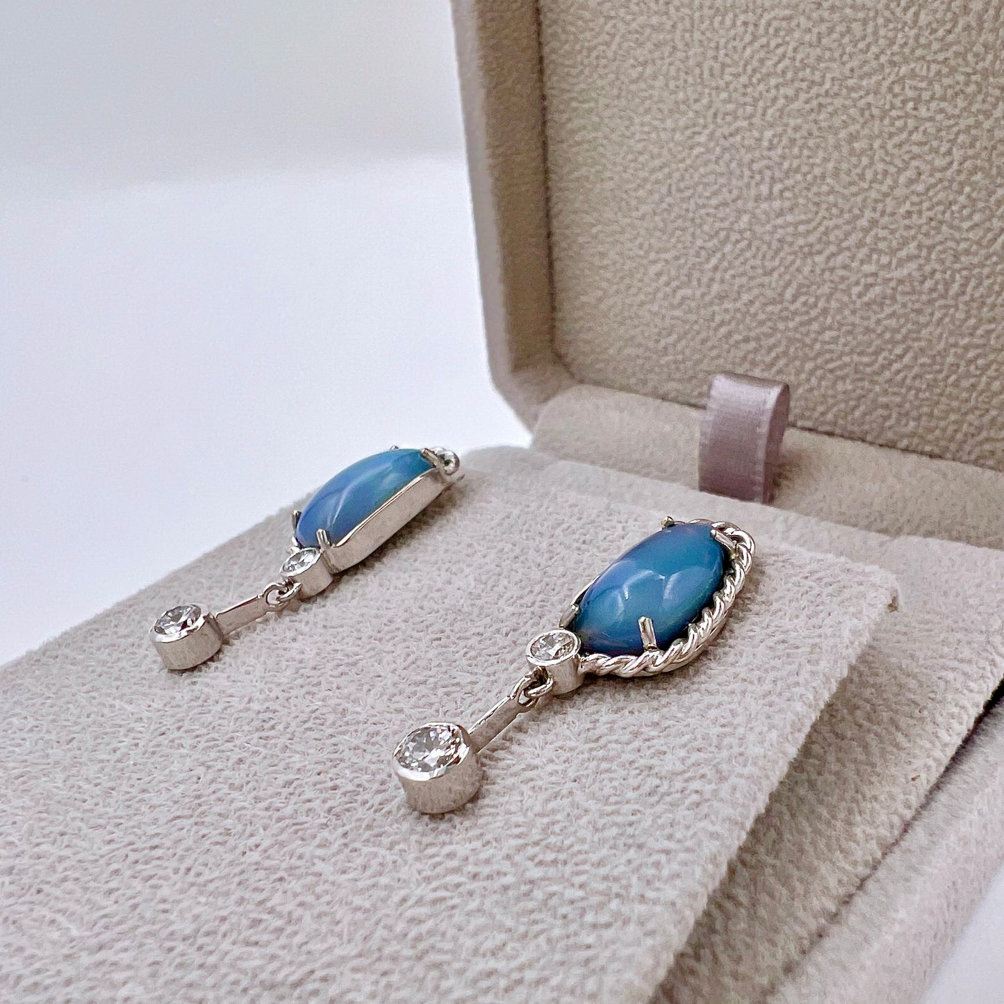 Ocean Opals - 18K White Gold & Diamond Earrings