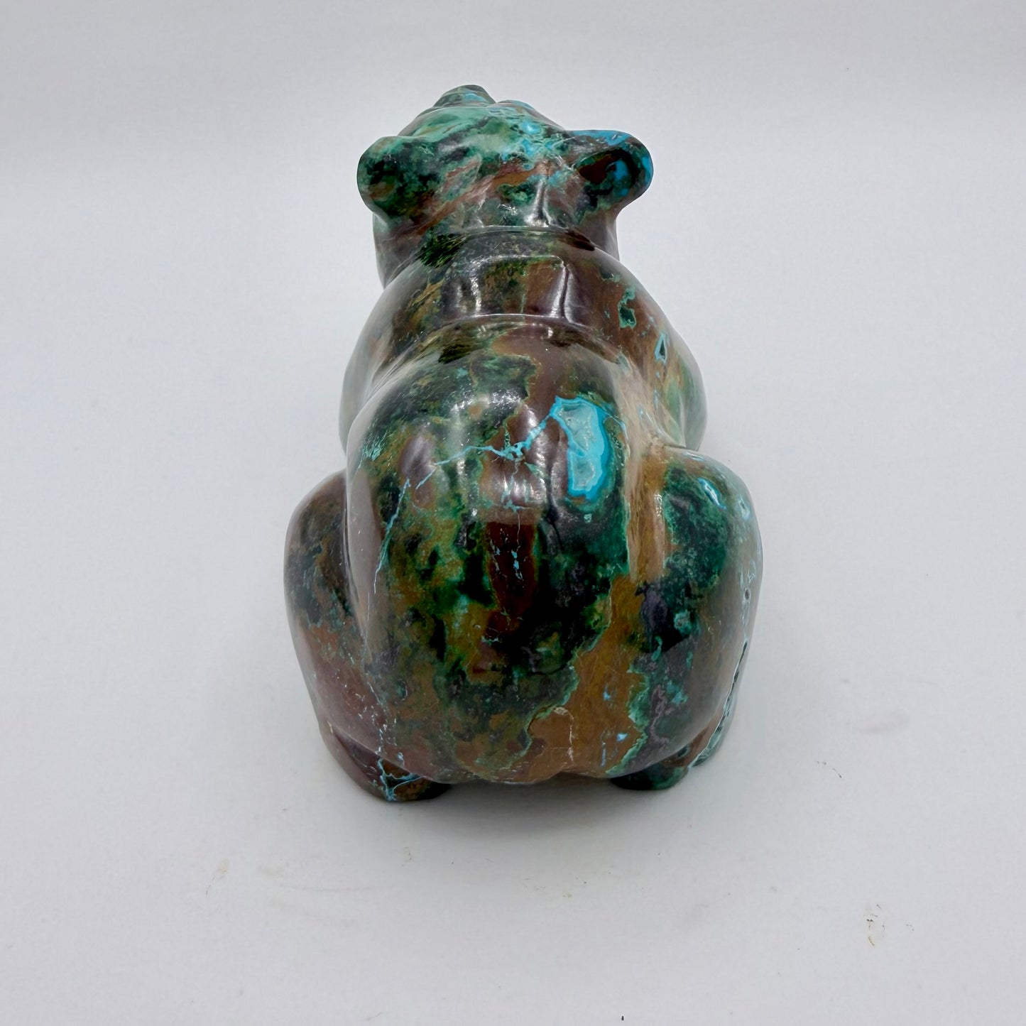 Playful Tide – Chrysocolla Cub Bear Sculpture