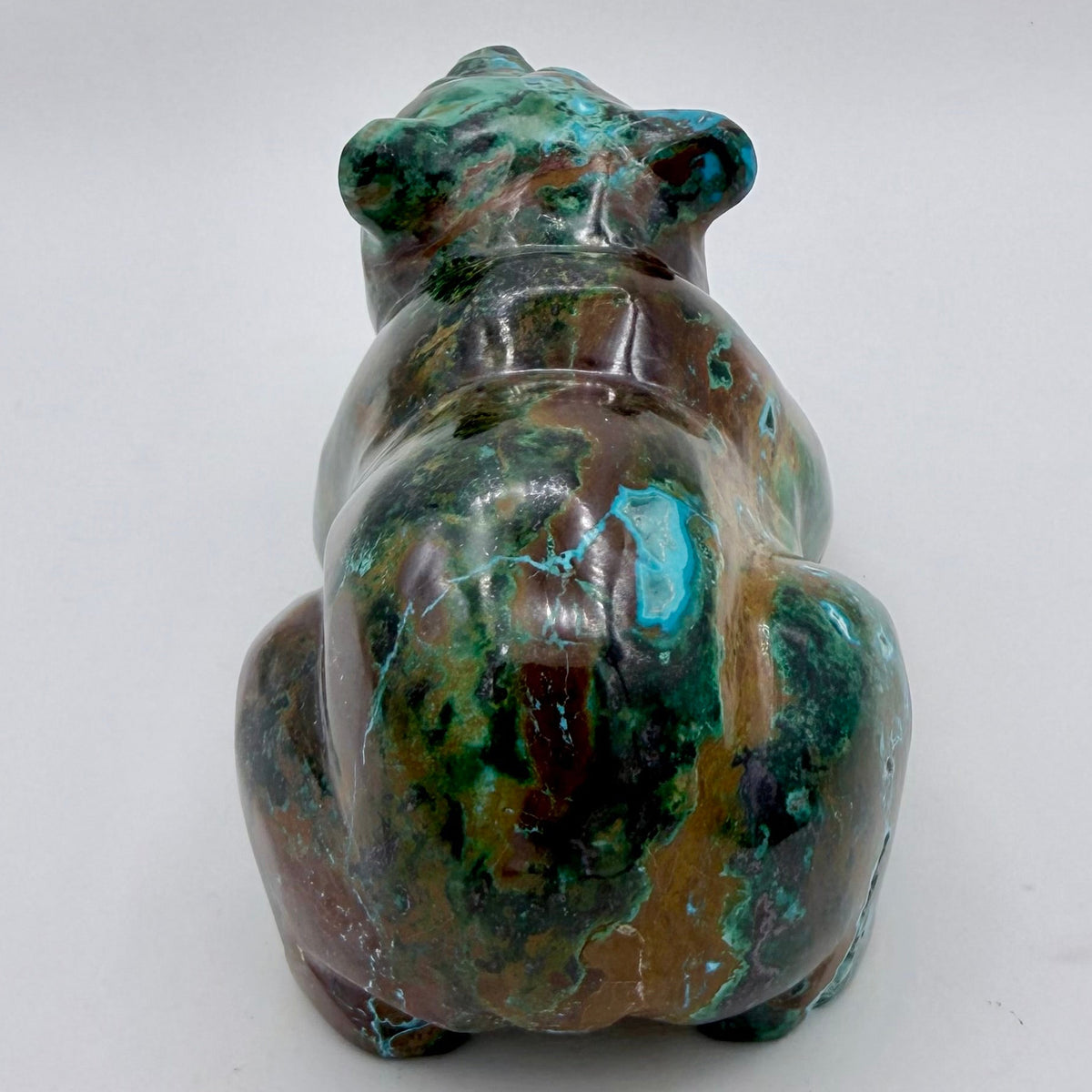 Playful Tide – Chrysocolla Cub Bear Sculpture