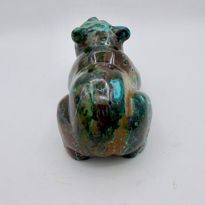 Playful Tide – Chrysocolla Cub Bear Sculpture