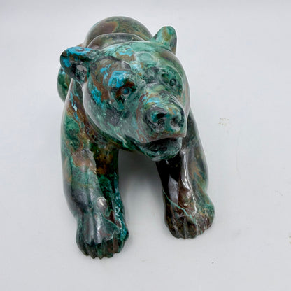 Playful Tide – Chrysocolla Cub Bear Sculpture