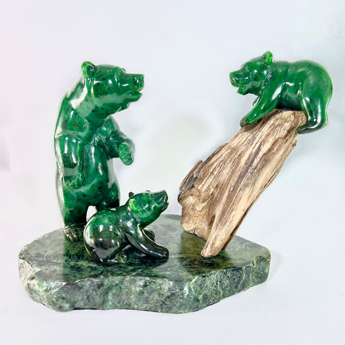 Cub Time – Nephrite Jade bear sculpture