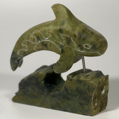 A Art Class Small Sculpture ~ 3+ Hours of a dolphin on top of a rock by FathomStoneArt.