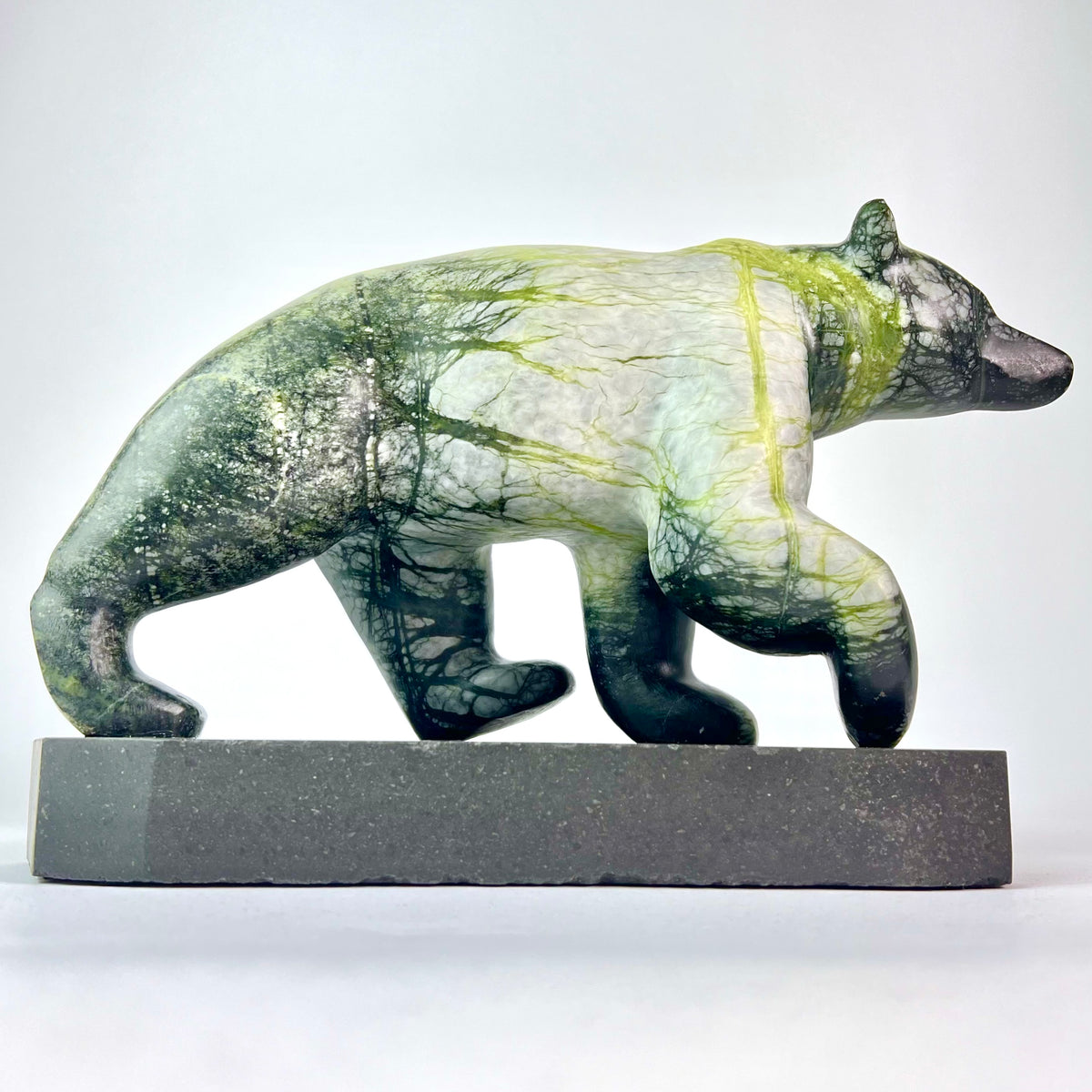 Whistler Black Bear 3 – BC Dark Green Brucite stone sculpture