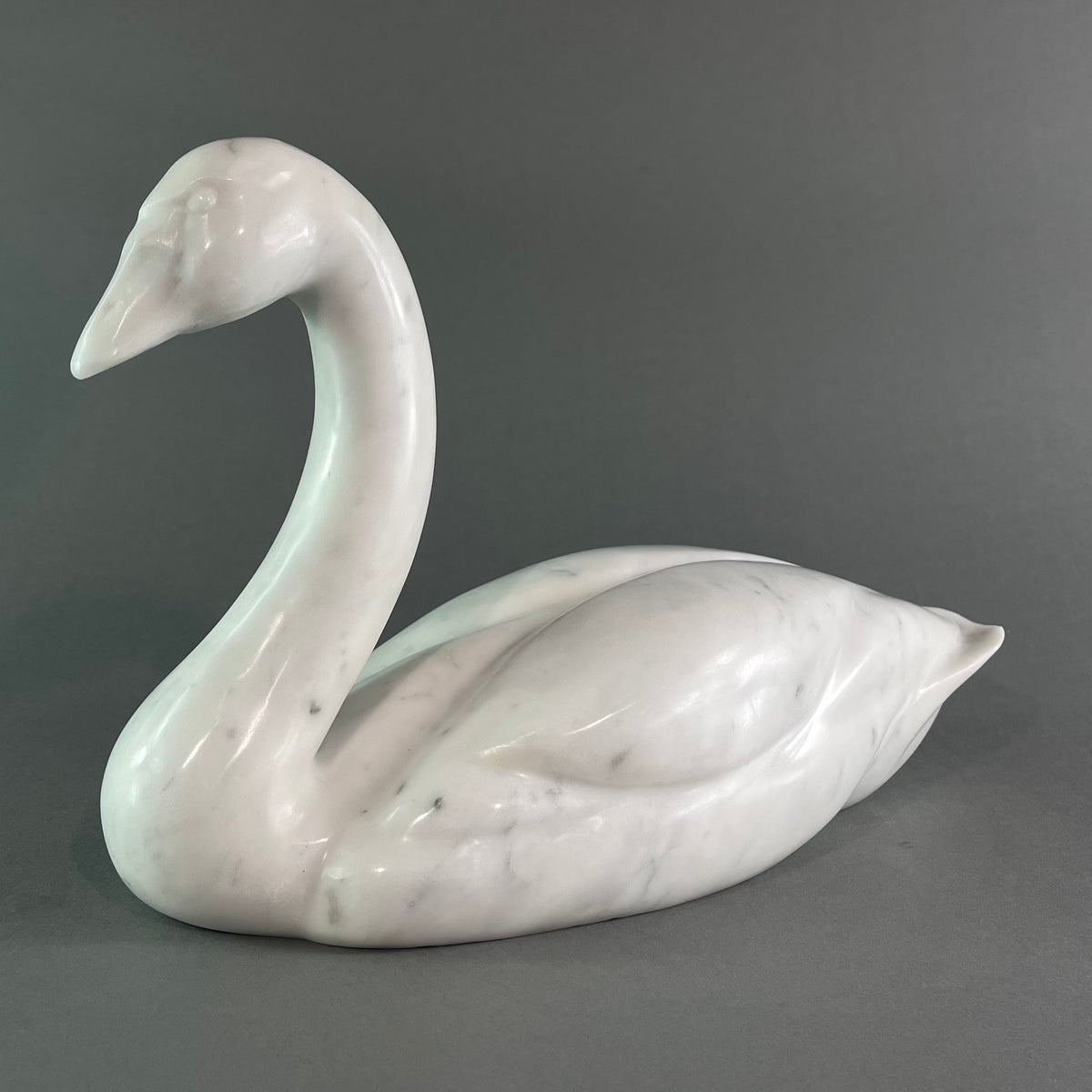Swan – Colorado Snow Marble wildlife sculpture