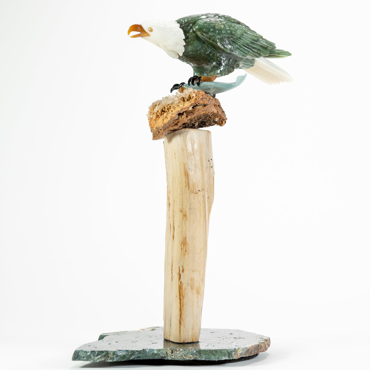 Sky Fishing – BC Jade, Agate wildlife sculpture