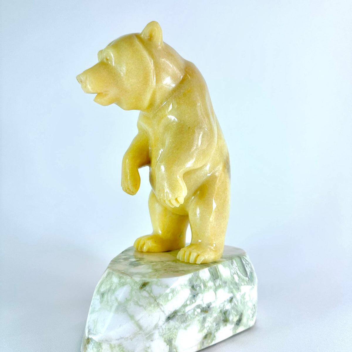 River Lookout – BC Gold Marble, Green BC Yalacomite bear sculpture