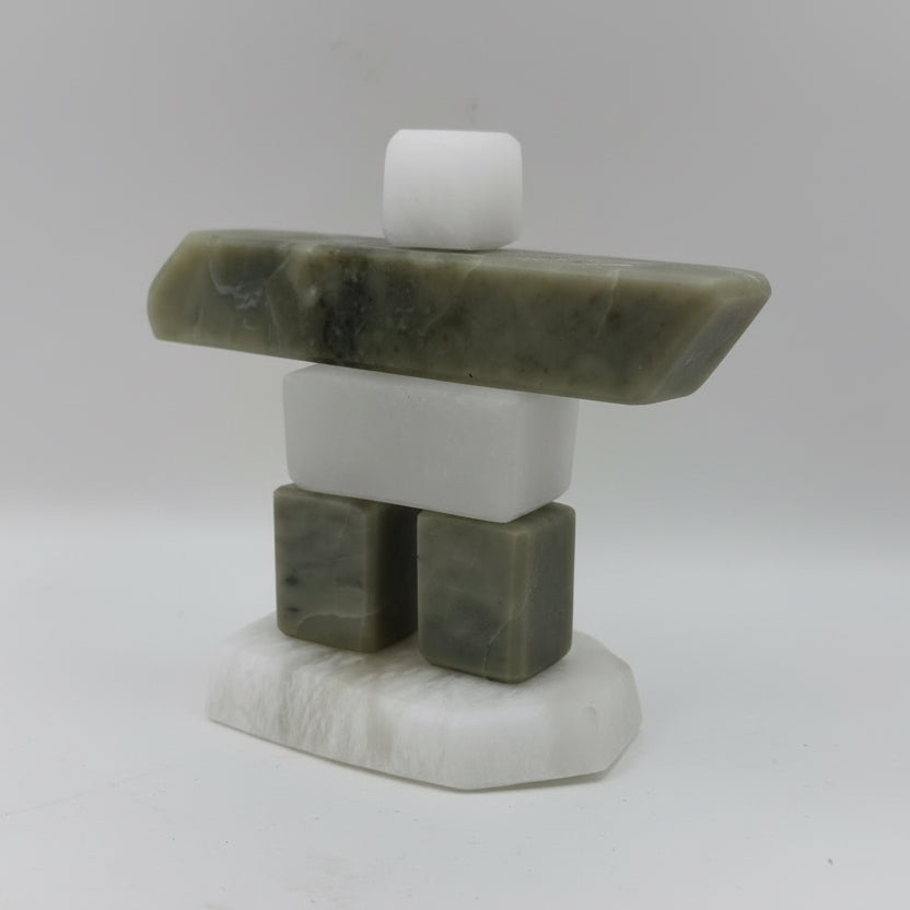 alabaster and chlorite stacked inukshuk handcard