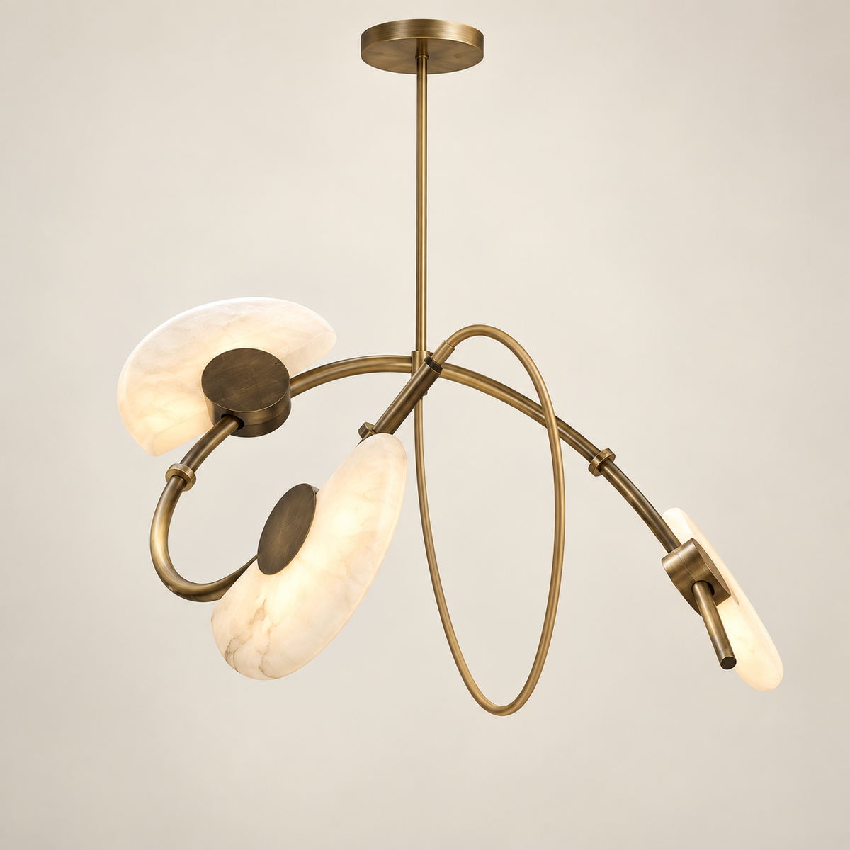 hand carved alabaster chandelier with antique brass finish