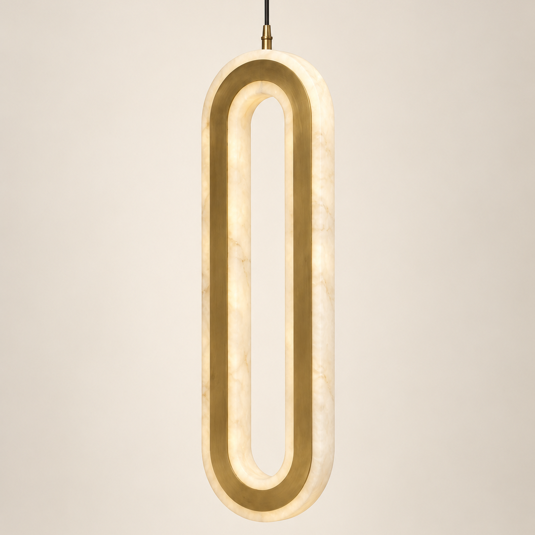 hand carved alabaster lighting with brass detailing