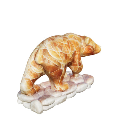 Gold Strike — Honeycomb Calcite Grizzly Walking On River Stone